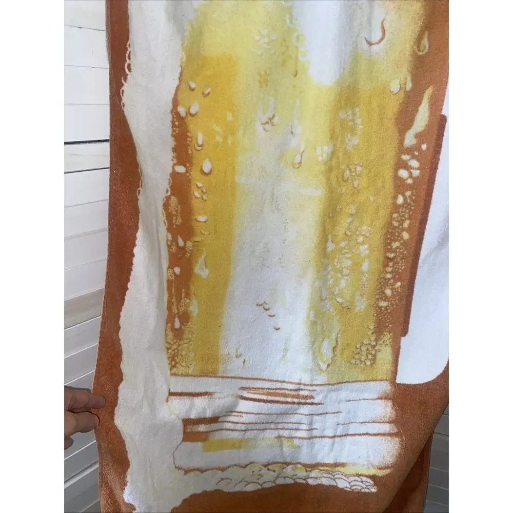 Vintage Hiltex Beer Mug Foam Beach Towel Retro 80s 90s Cotton 27”x 53”